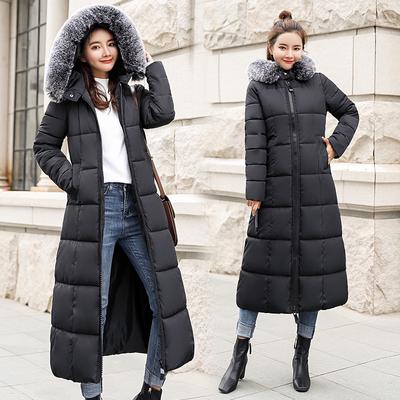 Winter Women'S Cotton-Padded Jacket Korean Version With Long Thickened Thick Fur Collar Over The Knee Plus Size Slim Down Padded Jacket