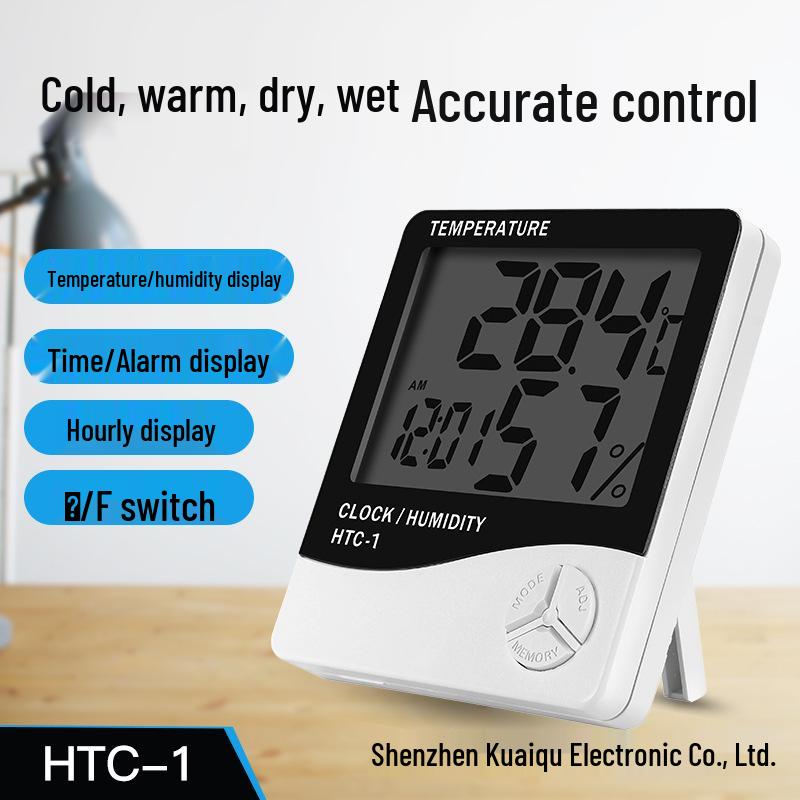 HTC-2 Thermometer Hygrometer with Probe - Indoor/Outdoor Digital Humidity & Temperature Display
