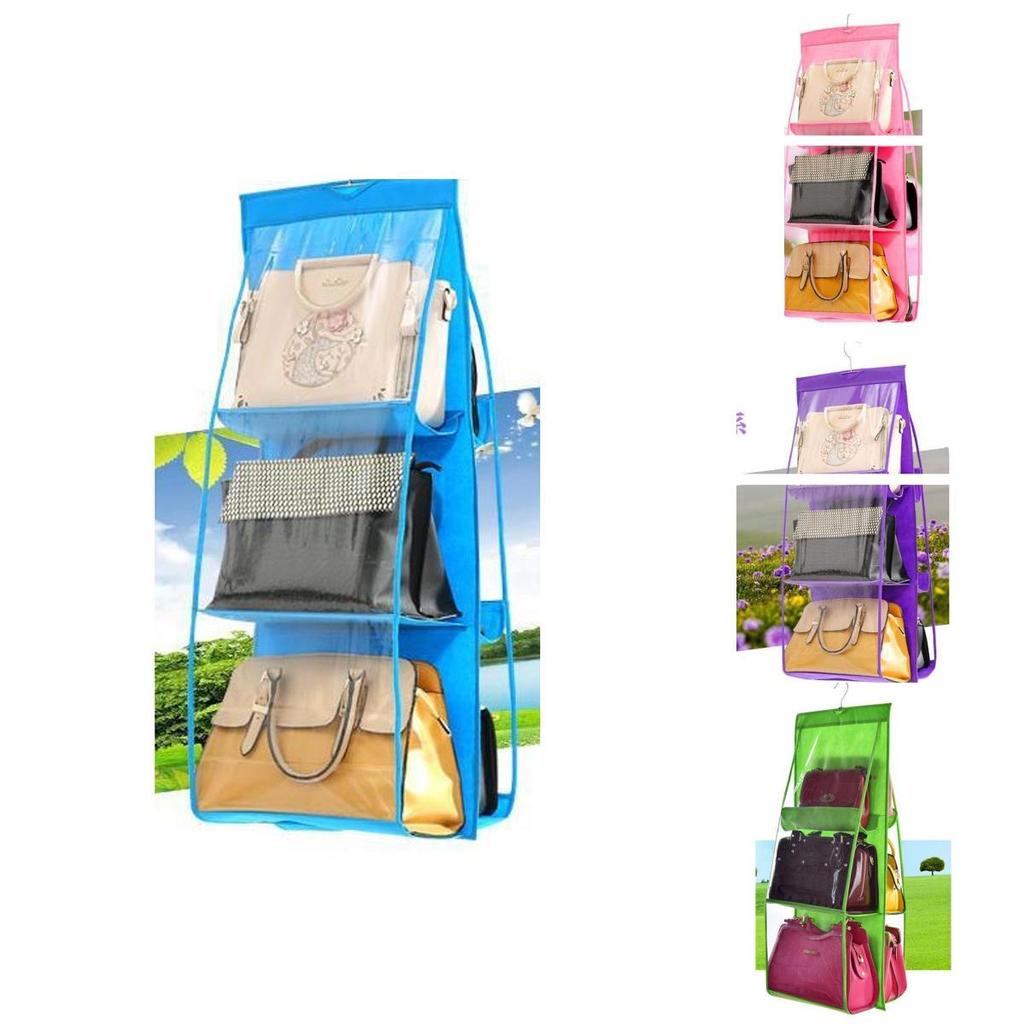 Modern Minimalist Hanging Wardrobe Organizer For Purses In Pink