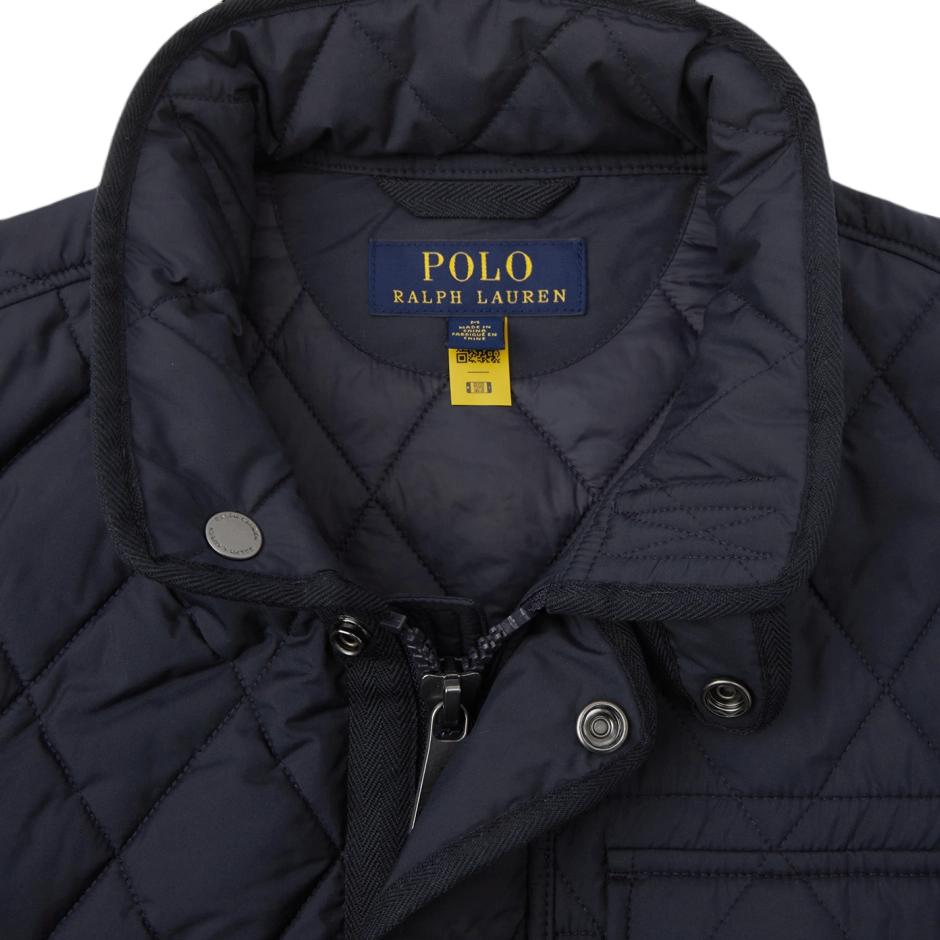 Polo Ralph Lauren Logo Diamond Quilted Stand Collar Long Sleeve Cotton Jacket Men Jacket Navy-Blue MNPOOTW16020059-410