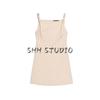 Spring New Women's Clothing Bows Shoulder Strap Straight Collar Stretch Sleeveless Sling Short Dress 3152336