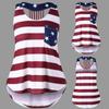 Women Casual American Flag Vest Sleeveless Shirt Tank Blouse Pocket Tops