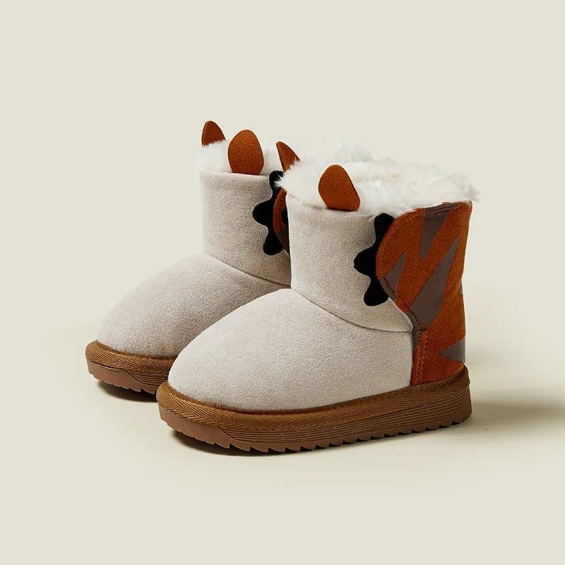 Fashion Kids Snow Boots Winter Fashion Non-slip Children's Boots Skiing Warm Waterproof Pattern Soft Thick Bottom Children's Shoes