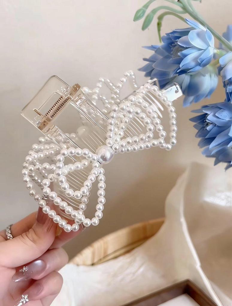 2026 New Style Korean Pearl Bow Hair Clip