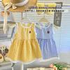 Sweet Girls Summer Plaid Dress Baby Toddler Sleeveless Vest And Shorts Two Piece Set Outfit