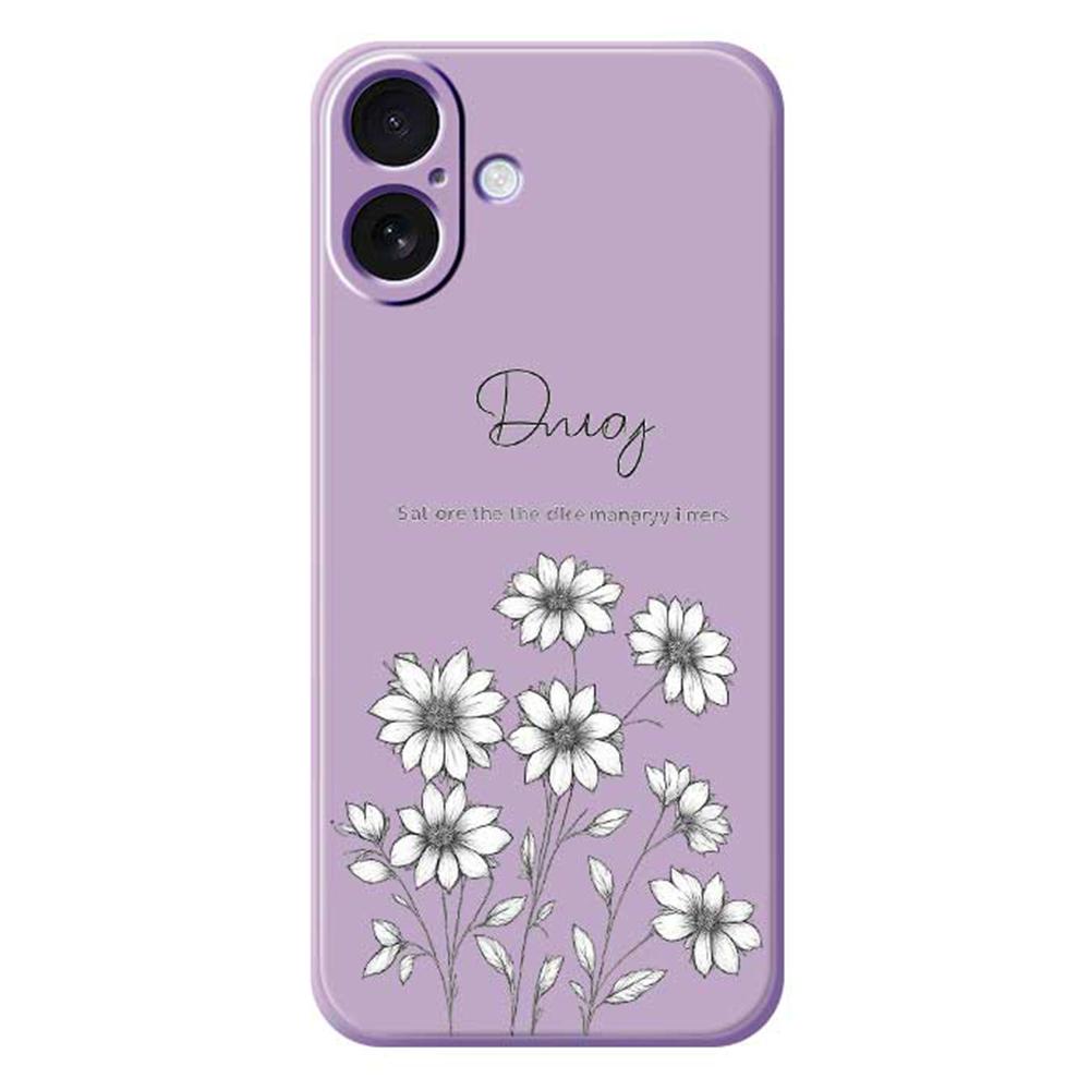 For iPhone 17 Case Sketch Flowers Pattern Printing Straight Edge TPU Phone Back Cover