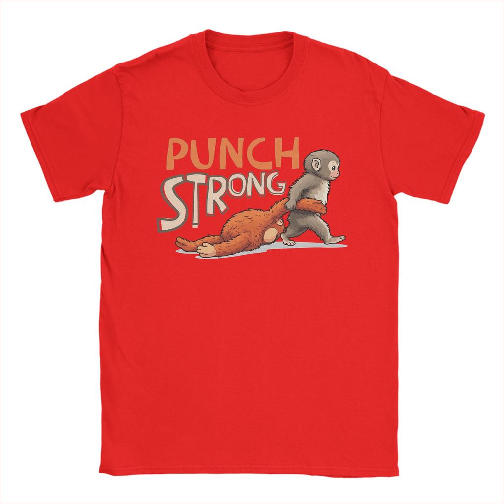 Unisex TShirt Baby Monkey Punch Strong Funny Cotton Tees Short Sleeve T Shirts Round Collar Clothing Printed