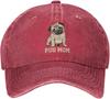 Vintage Washed Distressed Adjustable Pug Mom Dog Womens Denim Baseball Cap Mom Trucker Hat Cap for Women Unisex