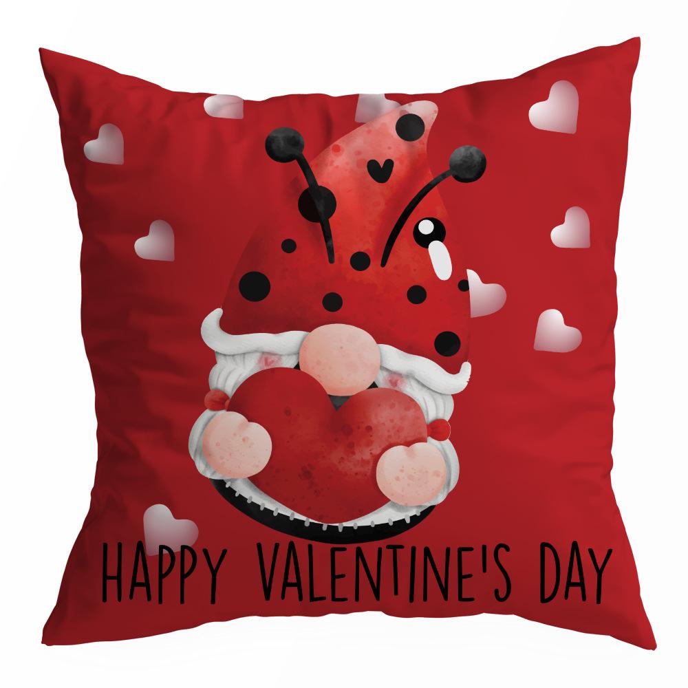 Valentine's Day Pillowcase, Peach Skin Velvet Heart Print Home Fabric Sofa Pillow, Car Waist and Back Cushion Cover