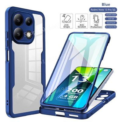 360 Vollschutzhülle für Xiaomi Redmi Note 13 14 12 11 10 Pro Plus 4G 5G Stoßfest Klar Vorderseite Rückseite Körperabdeckung Hülle Carcasa