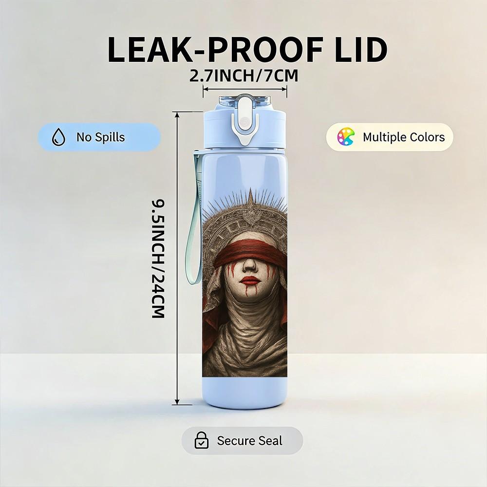 1PC Thorn Crown Woman Portrait 750ml Color Plastic Sports Water Bottle Leakproof Flip Straw Lid Suitable for Sports Office Home Use