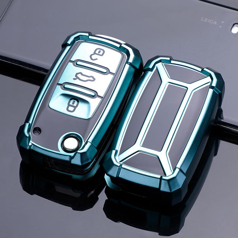 Volkswagen Key Fob Cover: Fits Lavida, Bora, POLO, Jetta, Santana, Sagitar, Tiguan - Mecha Style Key Shell with Buckle.