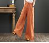 Sixteen Colors Multi-color High Waist Wide-Leg Linen Cotton Korean Style Women's Pants, Spring/Summer, Plus Size, Floor-Length, Straight Leg.
