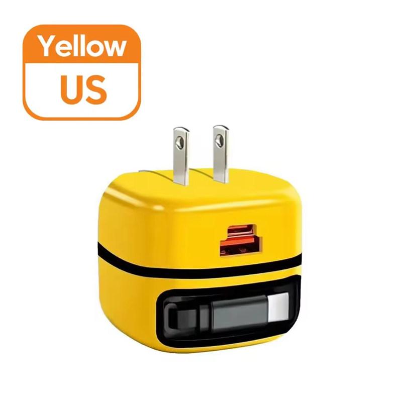 65W USB Type C Phone Charger Universal Travel Adapter Retractable Fast Charging USB C Cable For iPhone 16 Samsung Laptop