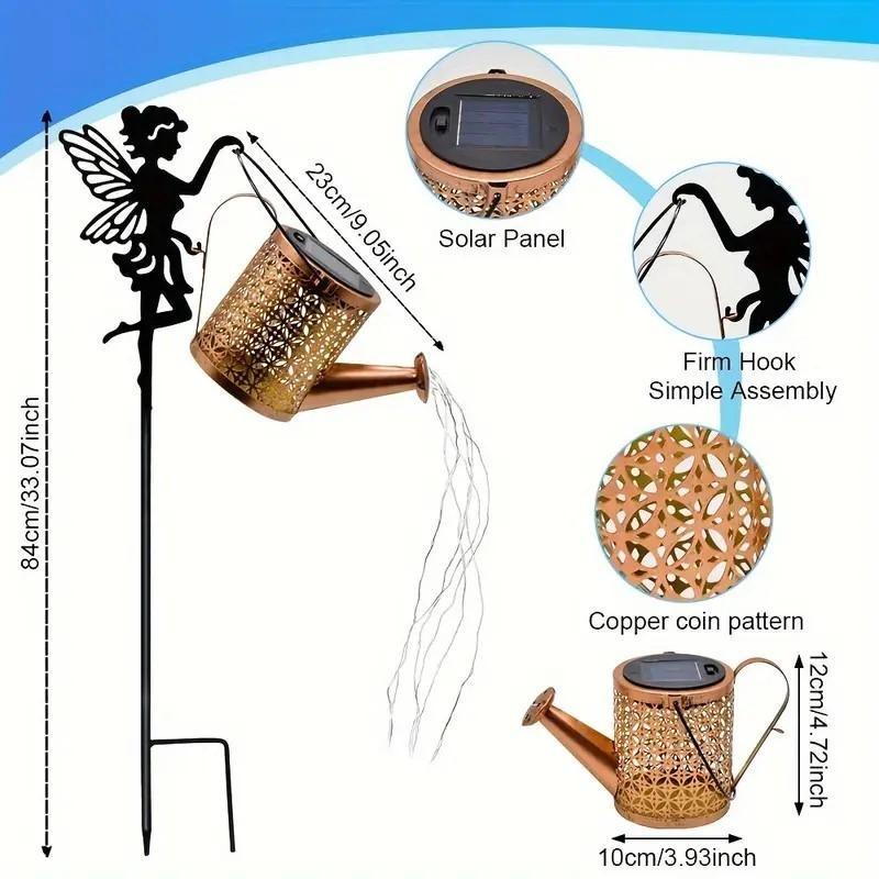 Solarbetriebene Lichterkette für Gießkannen im Vintage-Stil aus Metall, ideal für Garten und Terrasse, Weihnachtsdekoration, wasserdicht, zum Aufhängen, für Villa und Hof