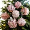 8cm Pink Christmas Balls Glitter Xmas Tree Pendant Christmas Tree Hanging Ornament  Living Room