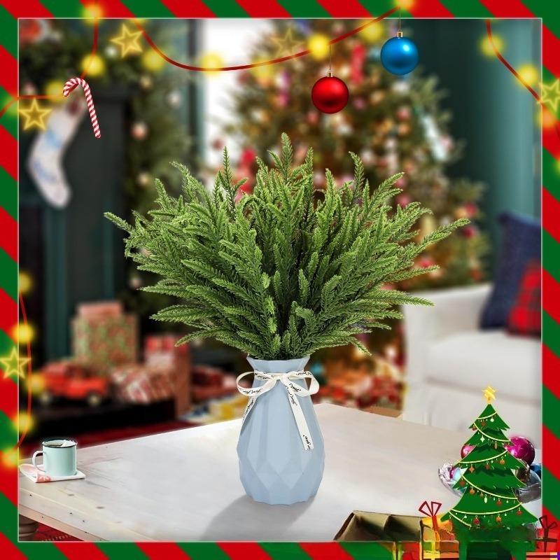30PCS Artificial Pine Needles, Evergreen Pine Branch Wreath, Artificial Pine Branch Decoration, Christmas Leaves, Artificial Pine Branch Cedar Needles