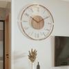 Nordic Modern Wooden Wall Clock with a Continuous Second and a Slim This Round Canvas Wall Clock Features Arabic Numerals and Is Perfect for Room and