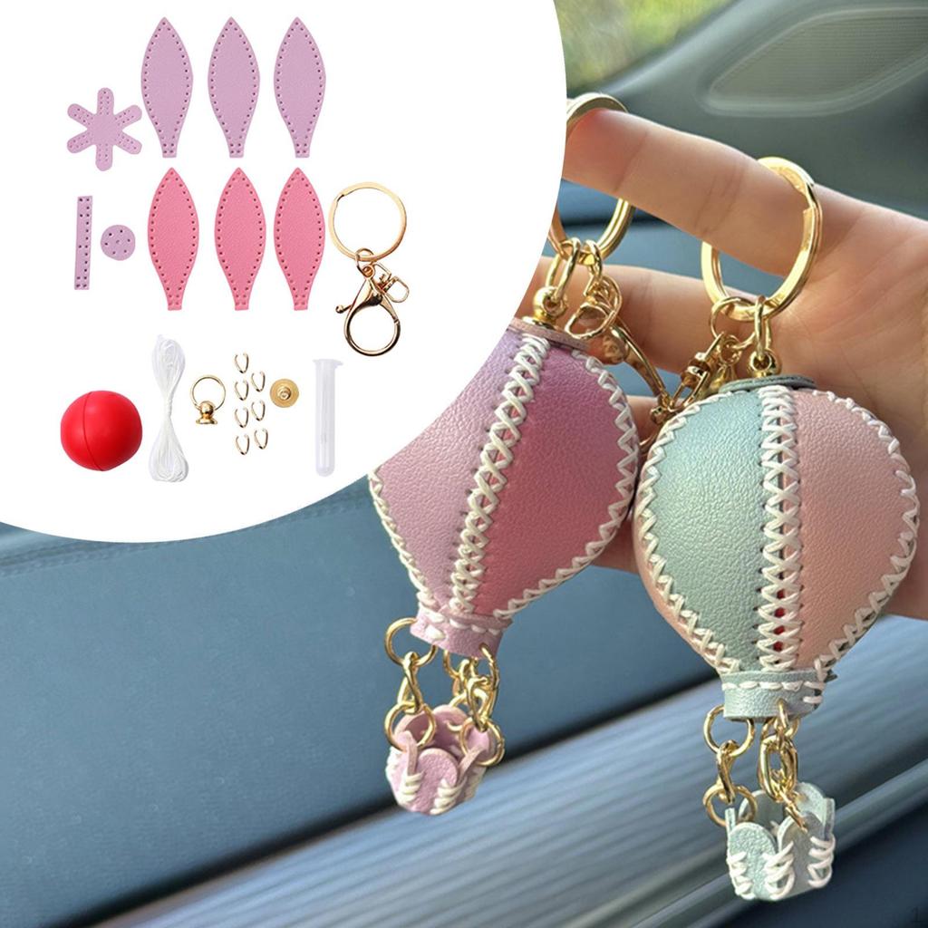 DIY Sewing Keychain Kit Bag Charm Making Party Favors Cute Keyring Colorful Air Balloon Pendant
