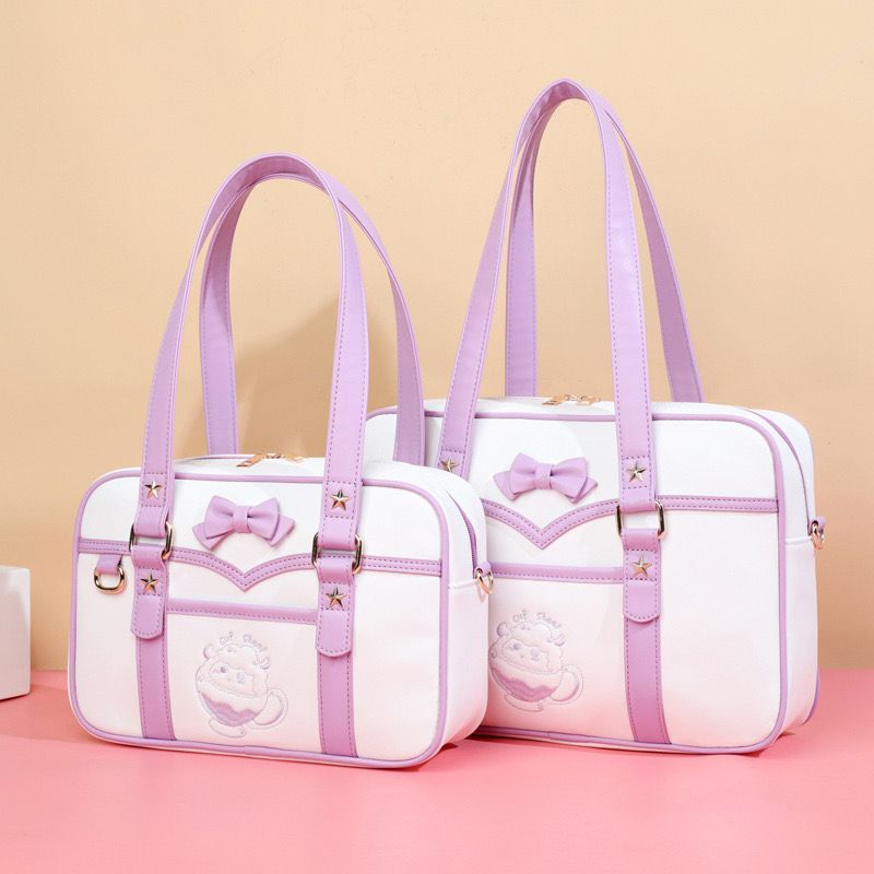 Cute Cartoon JK PU Shoulder Bags 2026 Sweet Embroidery Kawaii Uniform Crossbody Bags New Teenage Girls Lolita Bags for Women