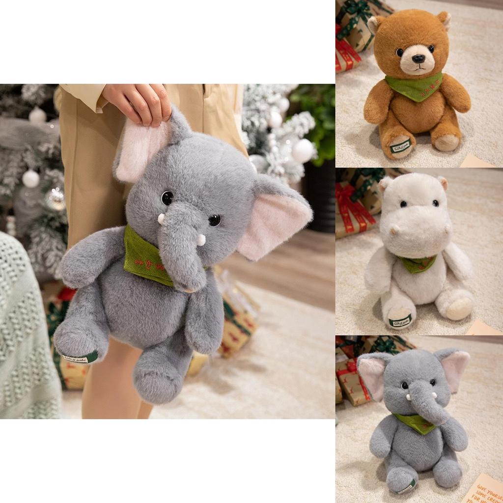 Dschungeltier Plüschtier Elefant Bär Nilpferd Kurzer Plüsch Kinderzimmer Dekor Weiche PP-Baumwolle Geschenk für Kinder