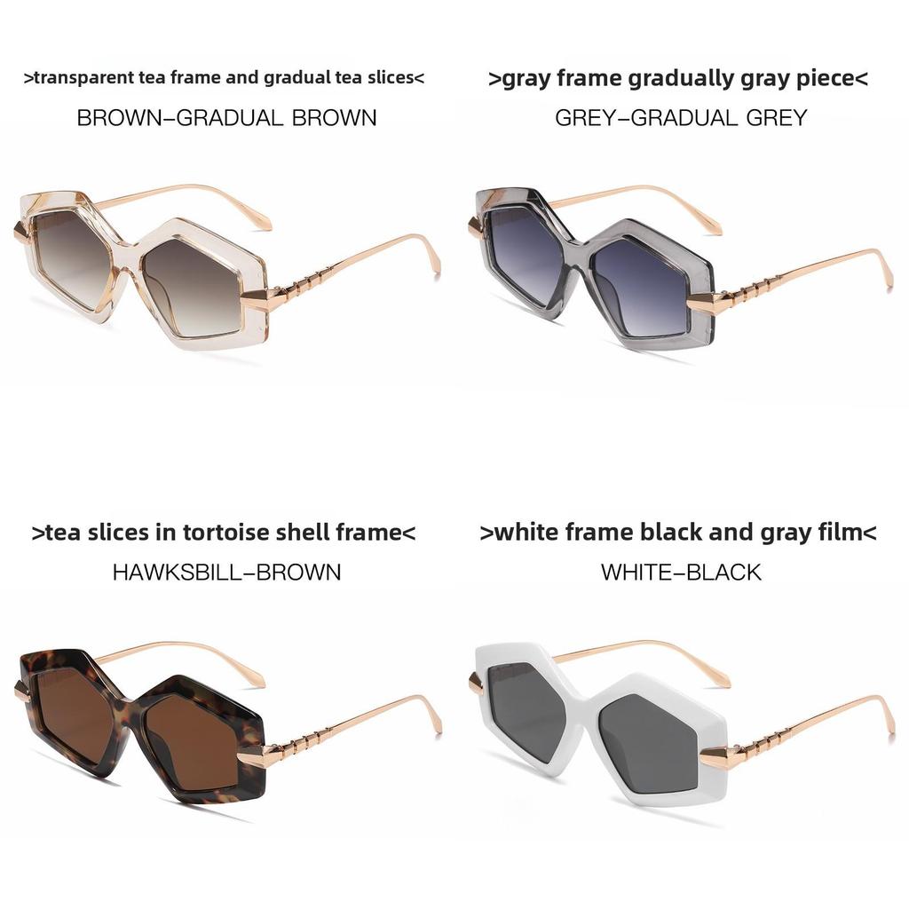 Snake Pattern Metal Frame Polygon Sunglasses With Uv400 Protection For Fashion Women And Outdoor Wear