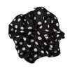 Elegant French Retro Polka Dot Scrunchie with Pearl Accent - XL Hair Tie & Elastic Headband