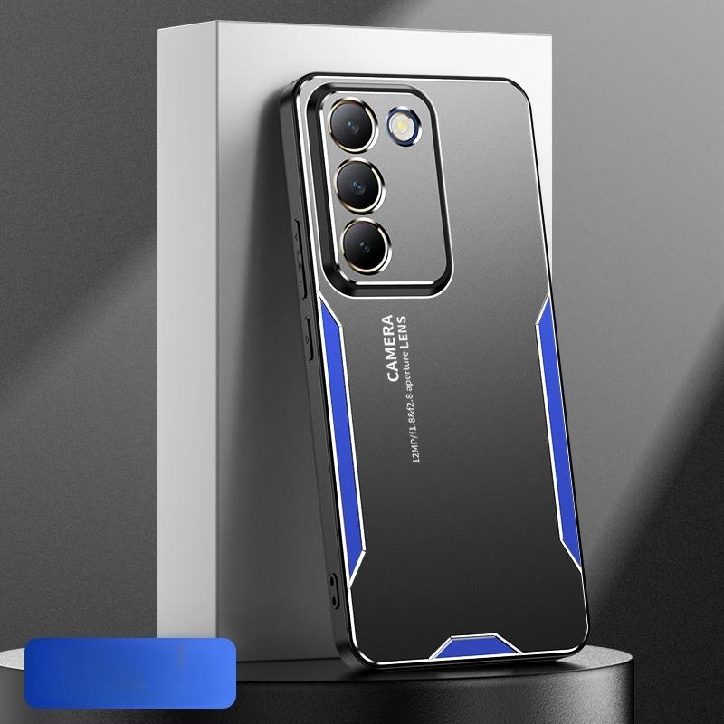 

Металлический жесткий чехол из алюминиевого сплава для Vivo V30 Lite, матовый бампер, силиконовый противоударный защитный чехол для камеры, чехол для телефона Vivo Y200E Y100 V30Lite V40 SE 5G For Vivo V40 SE синий
