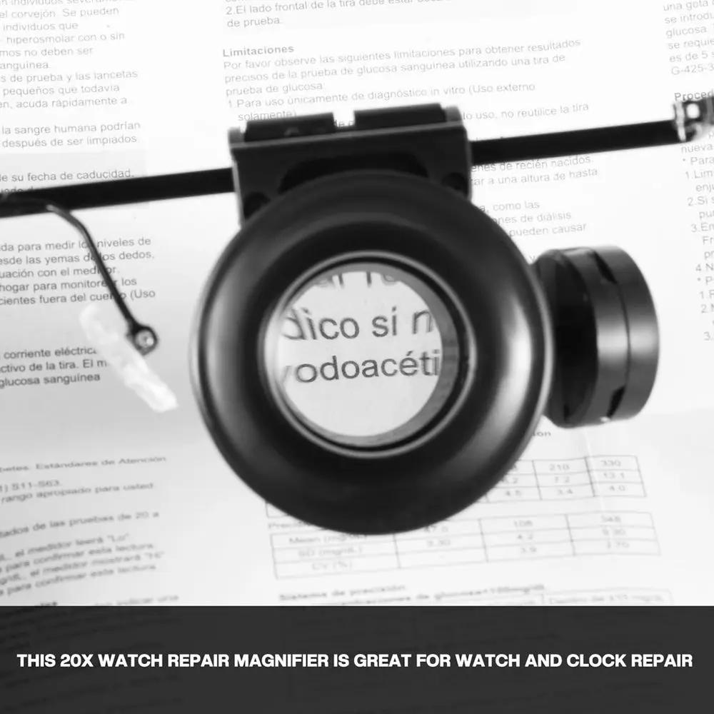 Head Mounted Professional With LED Lights Watch Repair Jeweler Inspect Tool 20X Magnifier Double Eye Glasses Type
