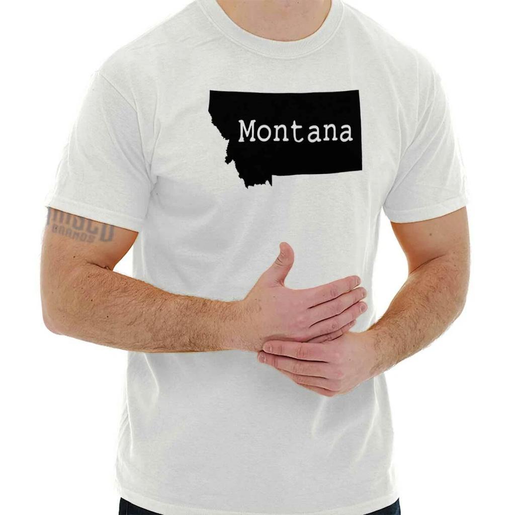 Montana Map Shape Vacation Souvenir MT Pride Adult Short Sleeve Crew T Shirt