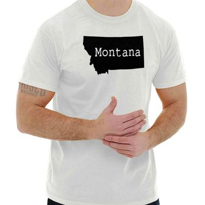 Montana Map Shape Vacation Souvenir MT Pride  Adult Short Sleeve Crew T Shirt