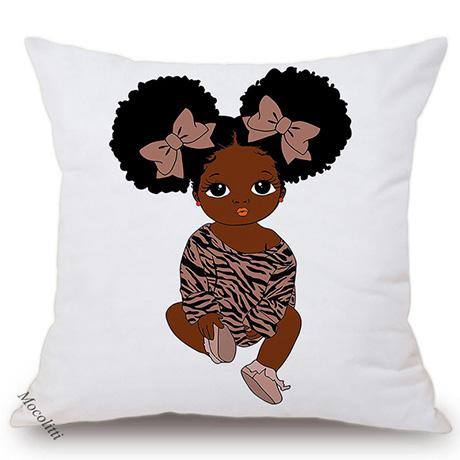 Africa Baby Cartoon Throw Pillow Case Cute Girl Children Room Sofa Bed Decorative Cushion Cover Velvet Soft Pillowcase 45X45Cm
