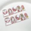 10pcs Handmade Pink French Short Duckbill Press On Nails With Rhinestone Flower Decor Fake Nail Tips Set