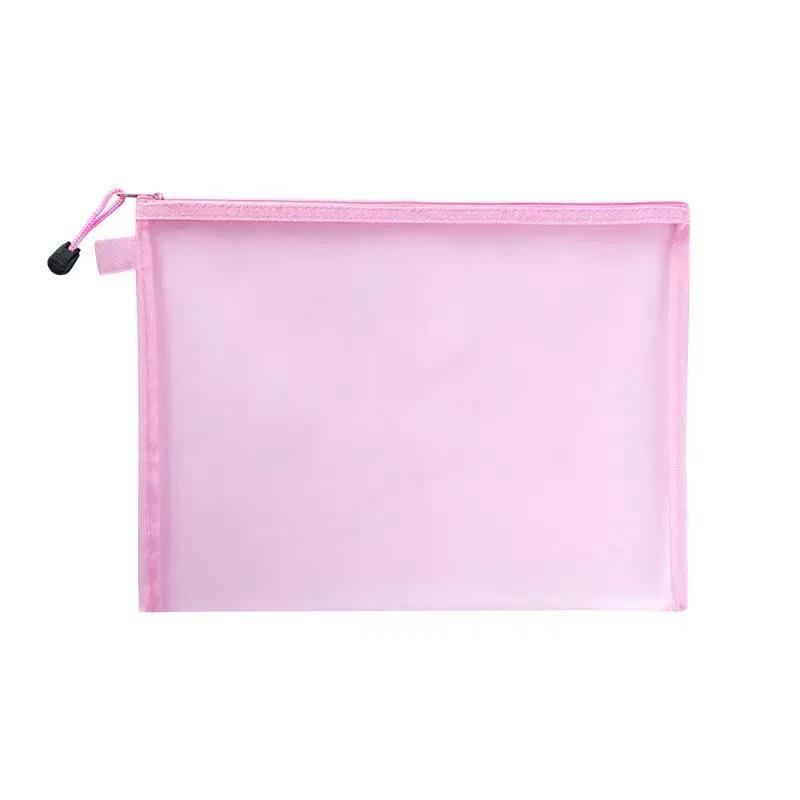 Large Capacity Transparent Mesh Pencil Case with Zipper - Portable Stationery Bag for Students, Customizable for Exam Tickets