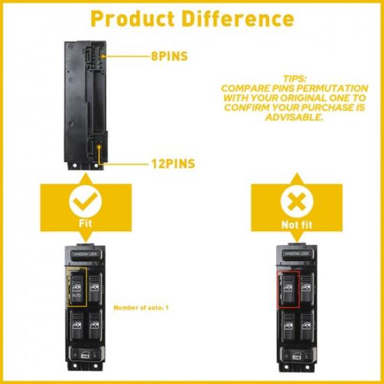 Left Power Window Master Control Switch for Chevy Silverado Suburban Tahoe 00-02