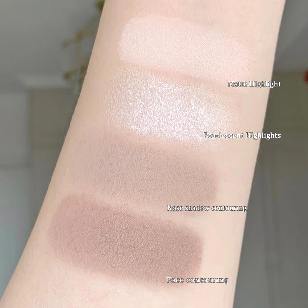 Vierfarbige Highlighter-Konturpalette, Illuminator, Make-up, 3D-Bronzer, mattes Konturpulver, Rose Blush, Hochglanzpalette, Kosmetik