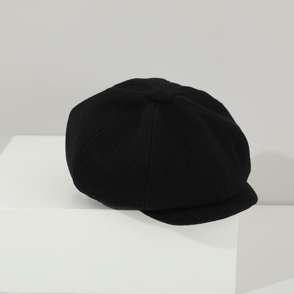 Bud Cotton Fashion Forward Hat Women's New Children's Octagonal Hat Foreign Style Baby Woolen Material Plain Autumn and Winter Girl