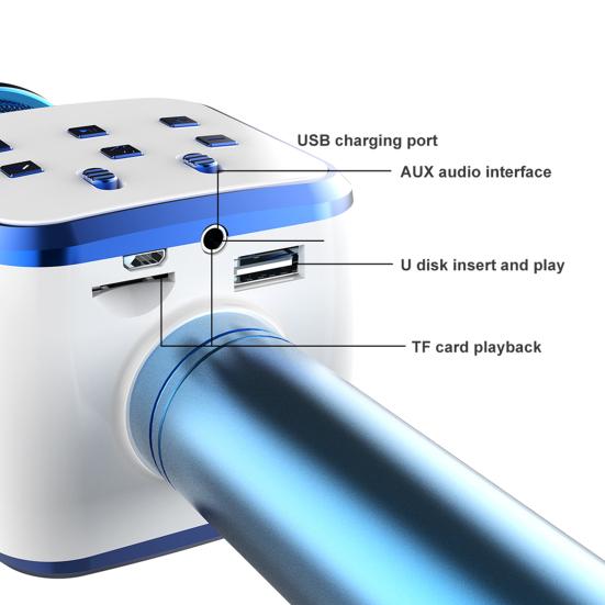 DS878 Wireless Microphone Five Sound Modes Support U Disk/TF Card Metal 4 In 1 Bluetooth-compatible Condenser Mic Music Player for Boys Girls