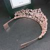 Baroque Vintage Rose Gold Color Crystal Flowers Bridal Tiaras Crown Rhinestone Pageant Crowns With Comb Wedding Hair Accessories