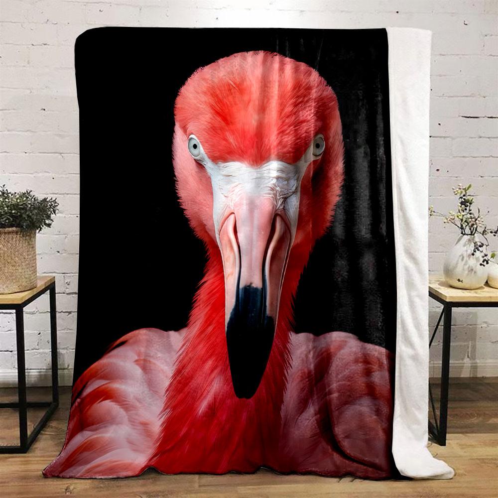 Pink Flamingo Portrait Blanket Bedroom Blanket for Livingroom Couch Lunch Break Soft Throw for Friend's Festival Gift