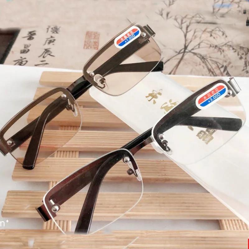 High-quality Half-frame Reading Glasses for Men Natural Stone Presbyopia Glasses +2 0 Durable Lightweight