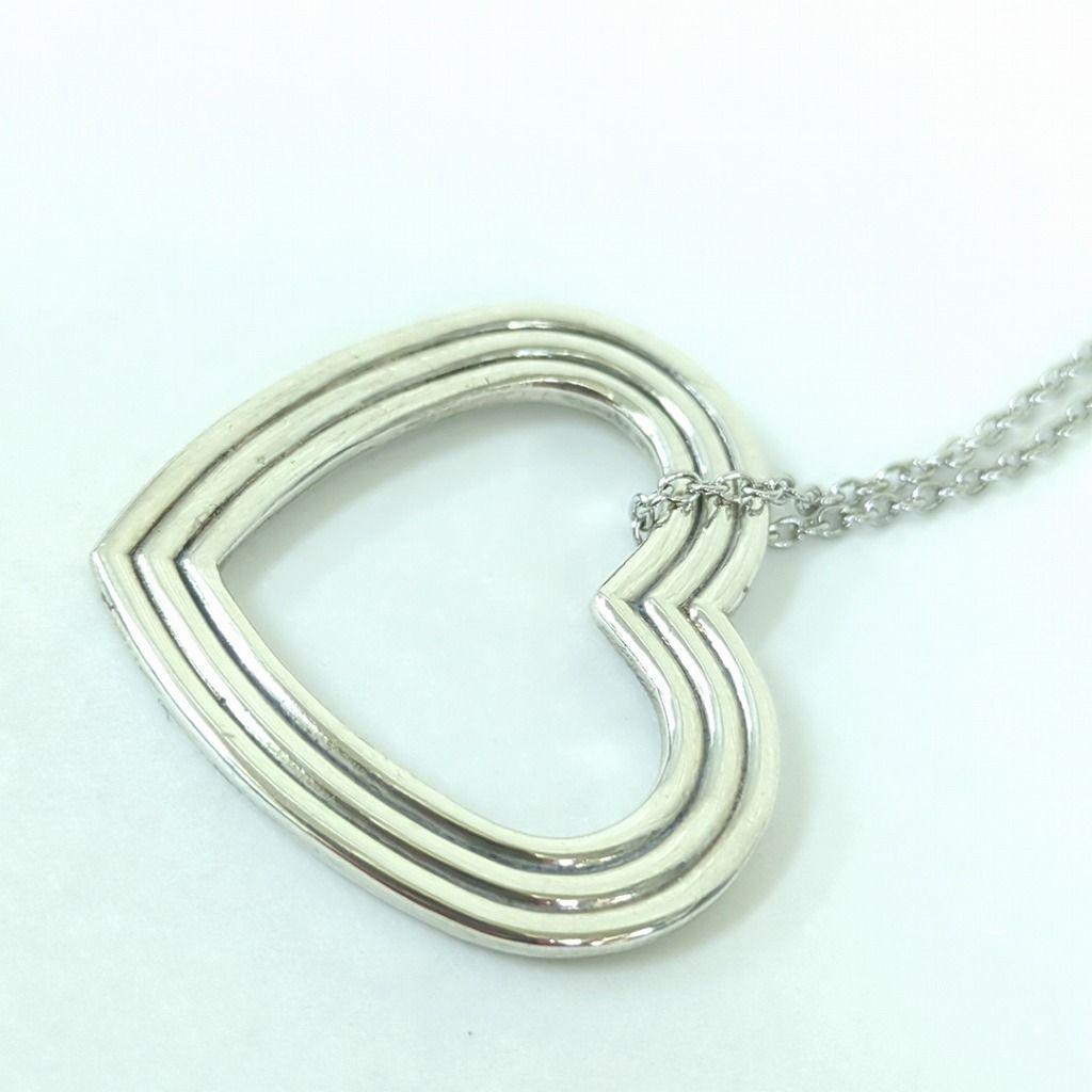 Used Tiffany Menard Open Heart Silver 925 Long Necklace