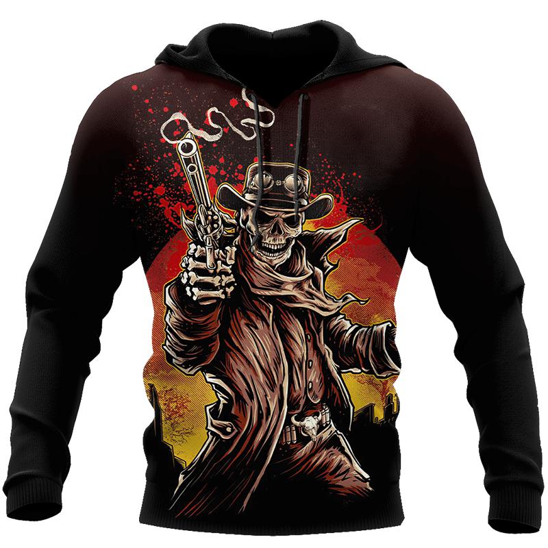 

Men s 3D Full Print Fashionable Pullover Suitable For Both Men And Women Casual Street Wear Skull Pattern New Hooded Sweatshirt 6XL