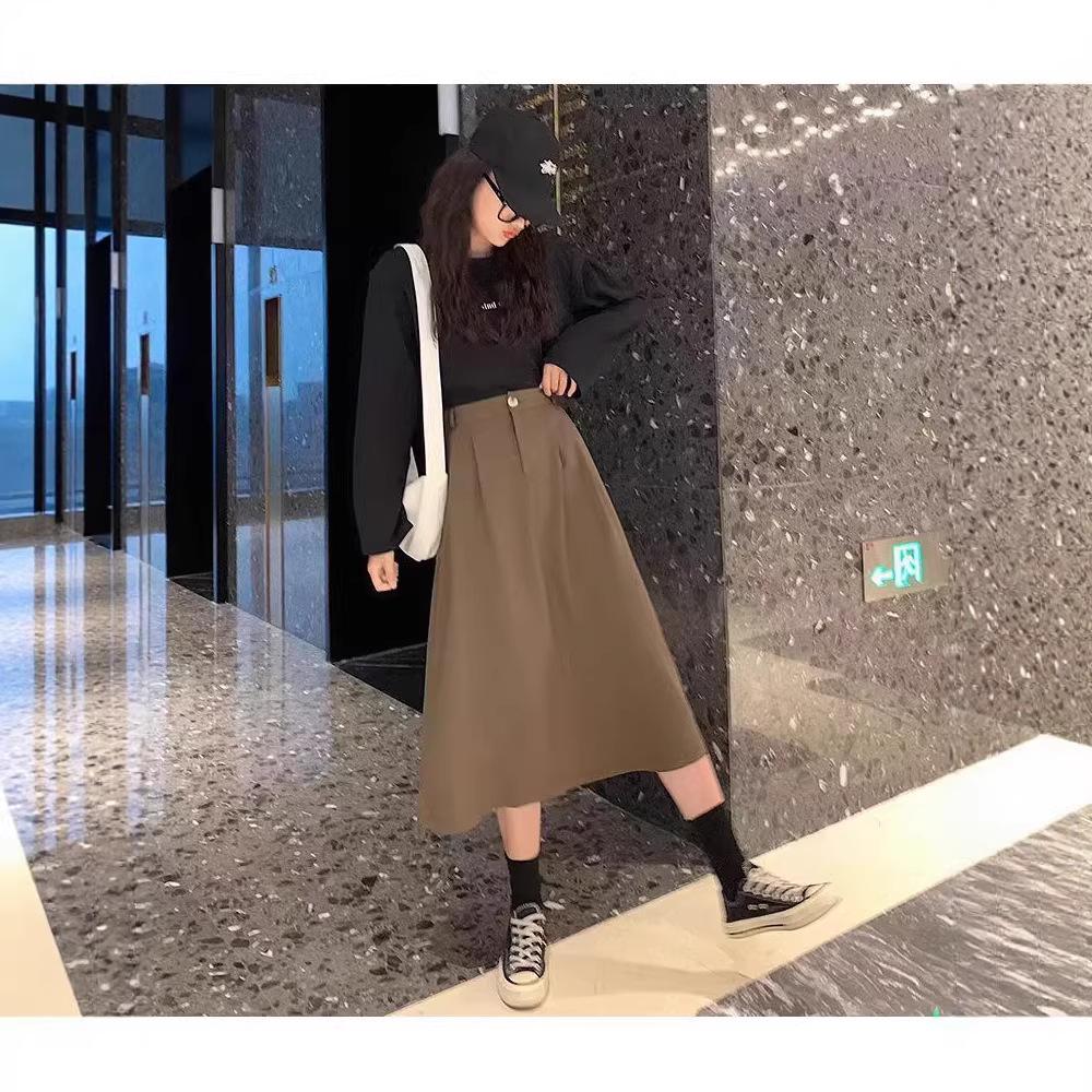 Plus Size Women s High-Waist A-Line Umbrella Skirt with Pockets - Spring/Summer Collection 2XL хаки
