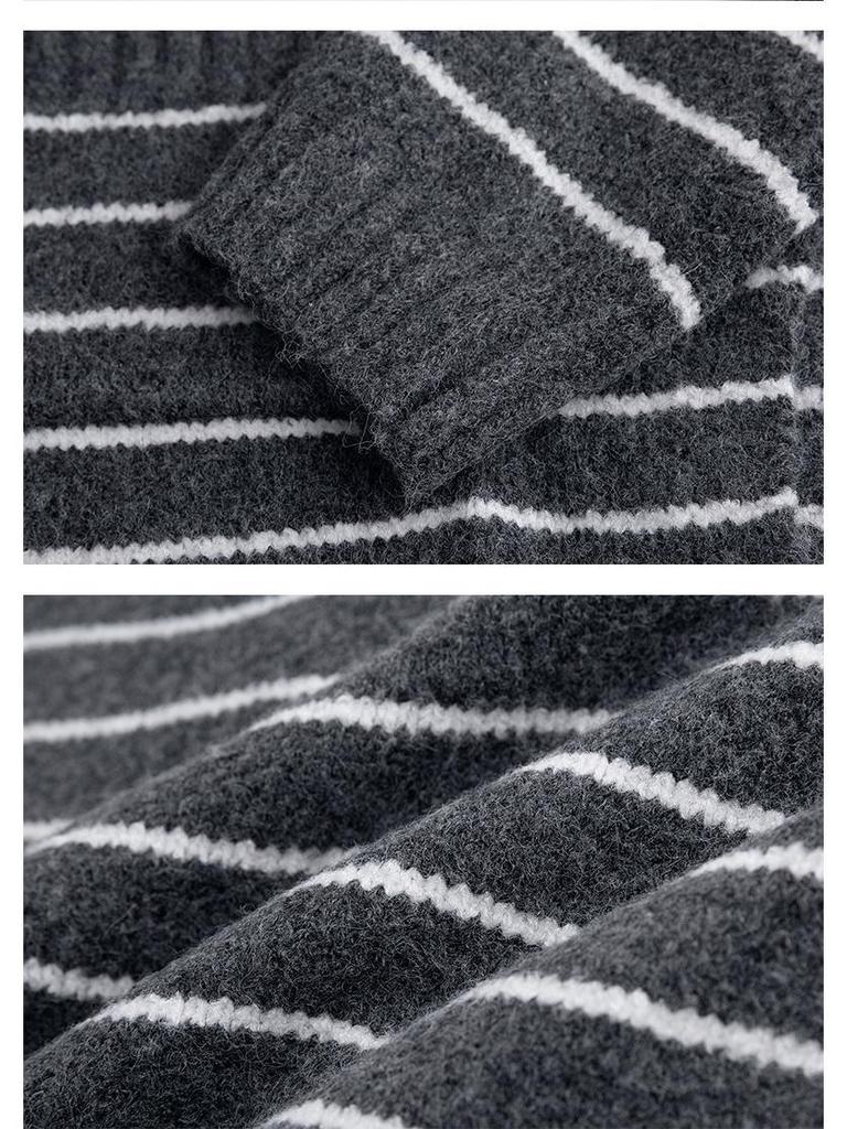 Women's Retro Striped Hooded Knit Cardigan Sweater Coat