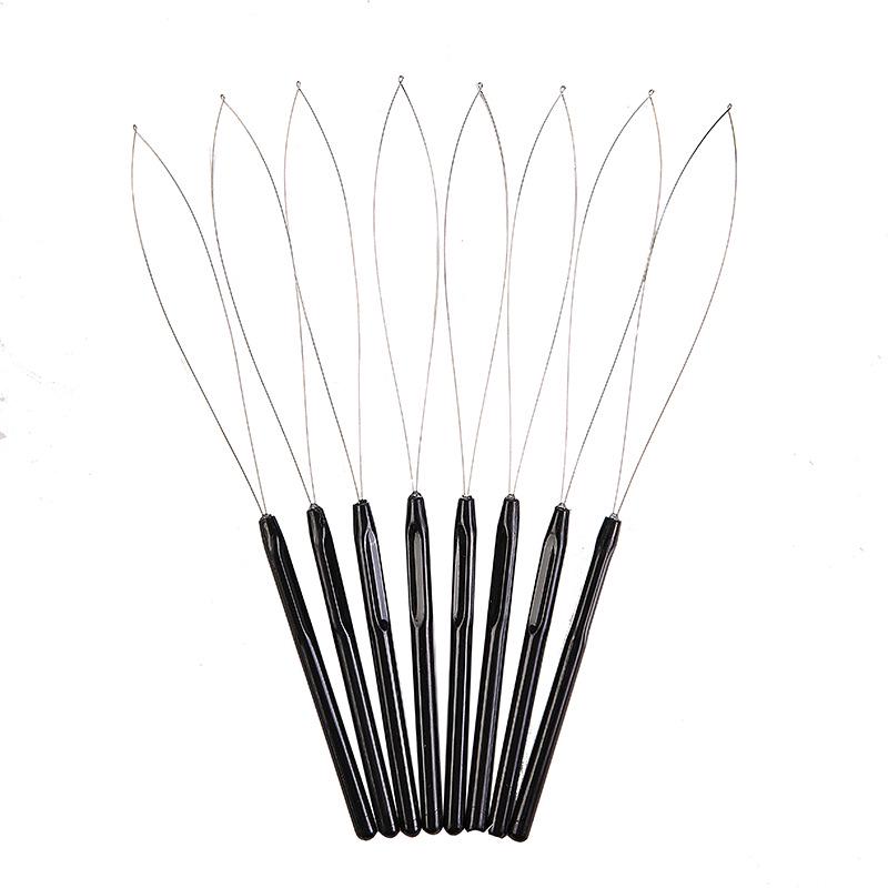 Plastic Handle Steel Wire Crochet Hook for Hair Extensions and Beading - Stainless Steel DIY Tool