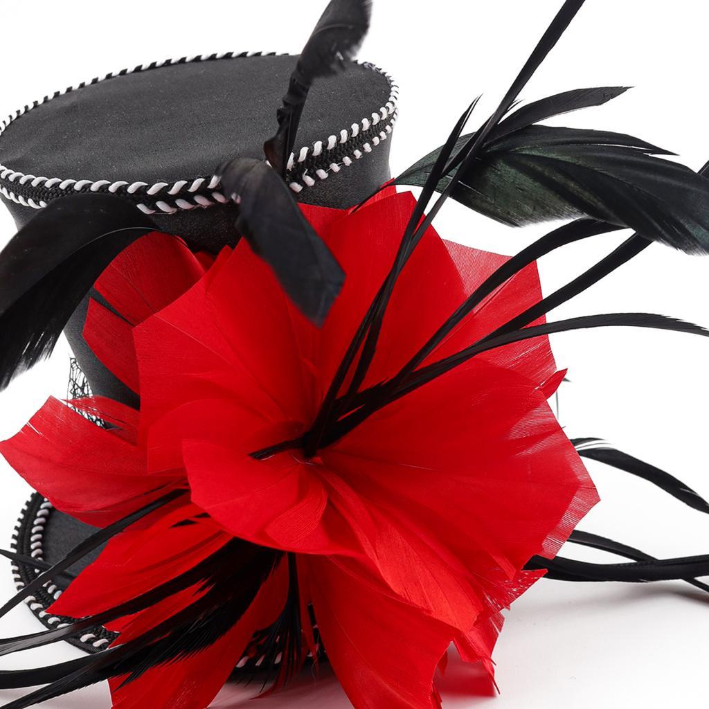 Feather Magic Hat Elegant Top Hat Costume Burlesque Style Hat for Women Formal Events
