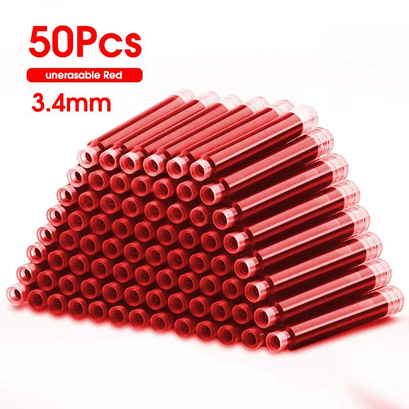 50 Piezas Cartuchos de Tinta para Pluma Estilográfica Recargas Botella 4 Colores Desechables Diámetro 3.4mm 2.6mm Suministros de Papelería para Escuela Oficina CW-159
