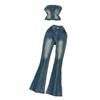 Tube Top Denim Casual High Waist Bootcut Fashion Suit