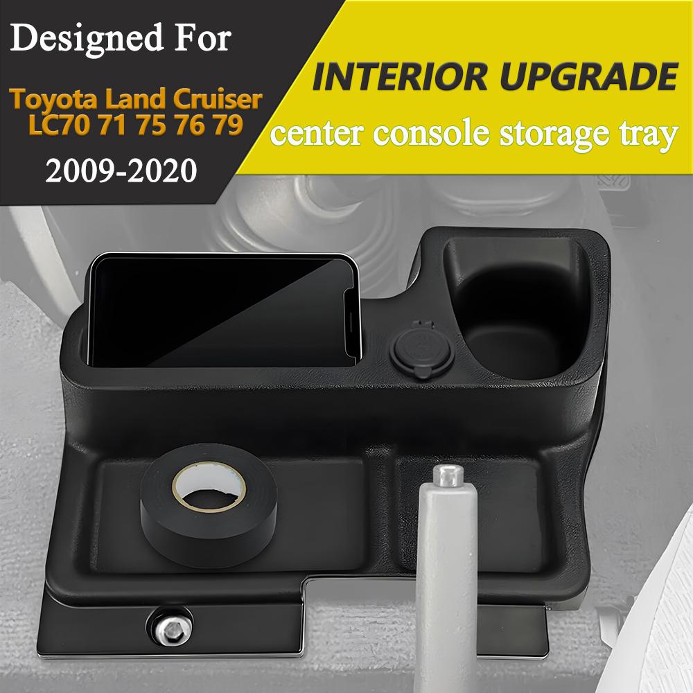 Organizzatore portaoggetti per console centrale con doppie porte USB e portabicchieri per Toyota Land Cruiser LC70/71/75/76/79 2009-2020 Accessori